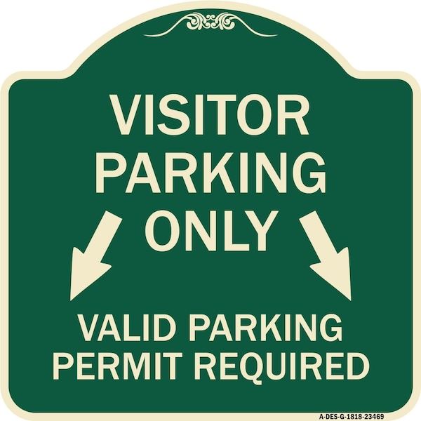 Parking Area Visitors Parking Only Valid Parking Permit Required with Both Side Down, G-1818-23469